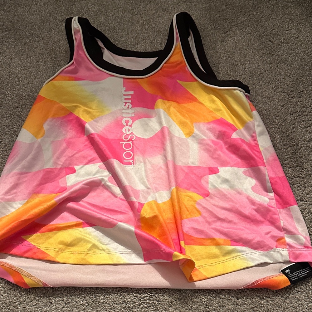 Justice Sport Pink and Yellow Tank Top